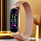 LED Women's Digital Watch - Magnetic Strap, Touch Screen, Waterproof