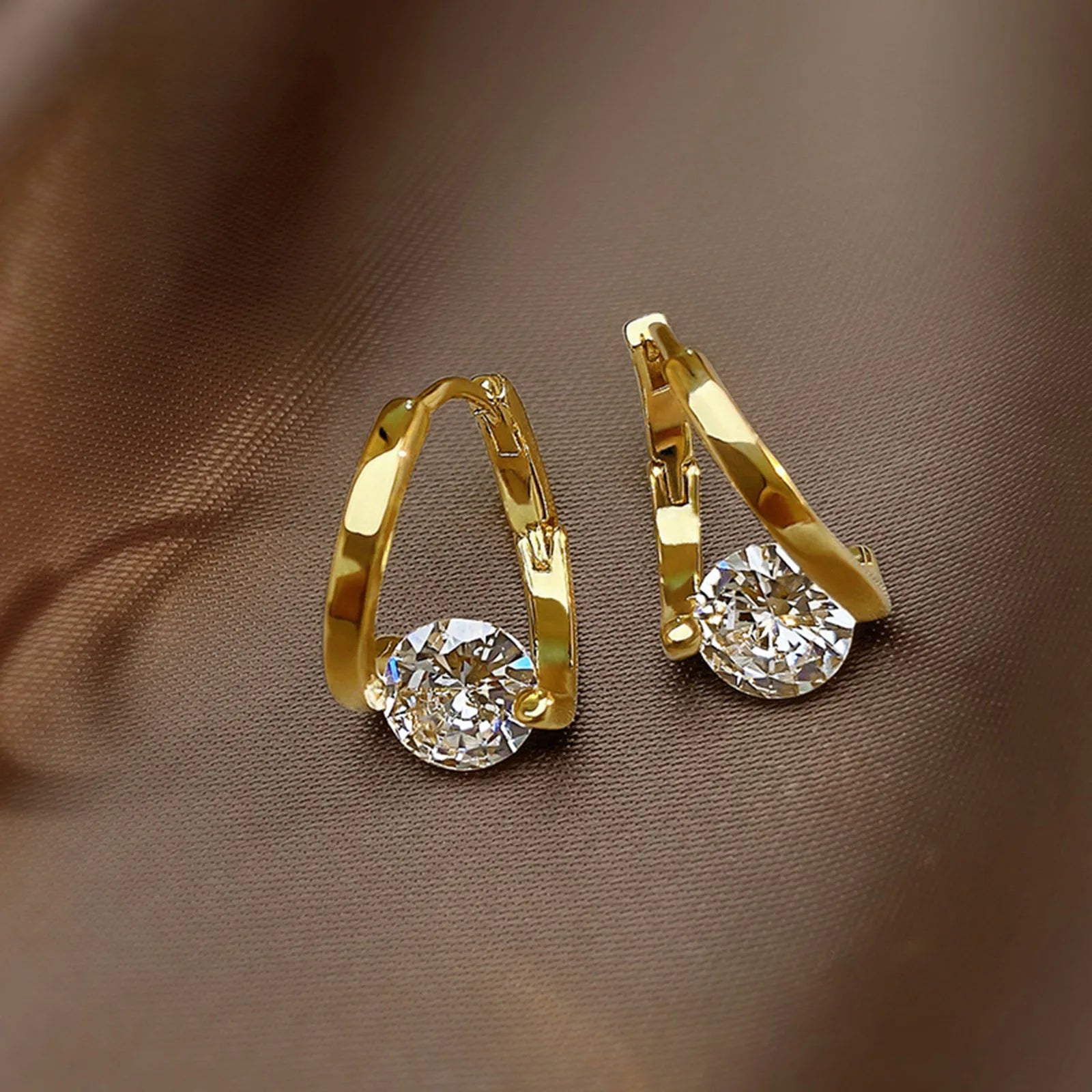 Gold Hoop Earrings with Cubic Zirconia