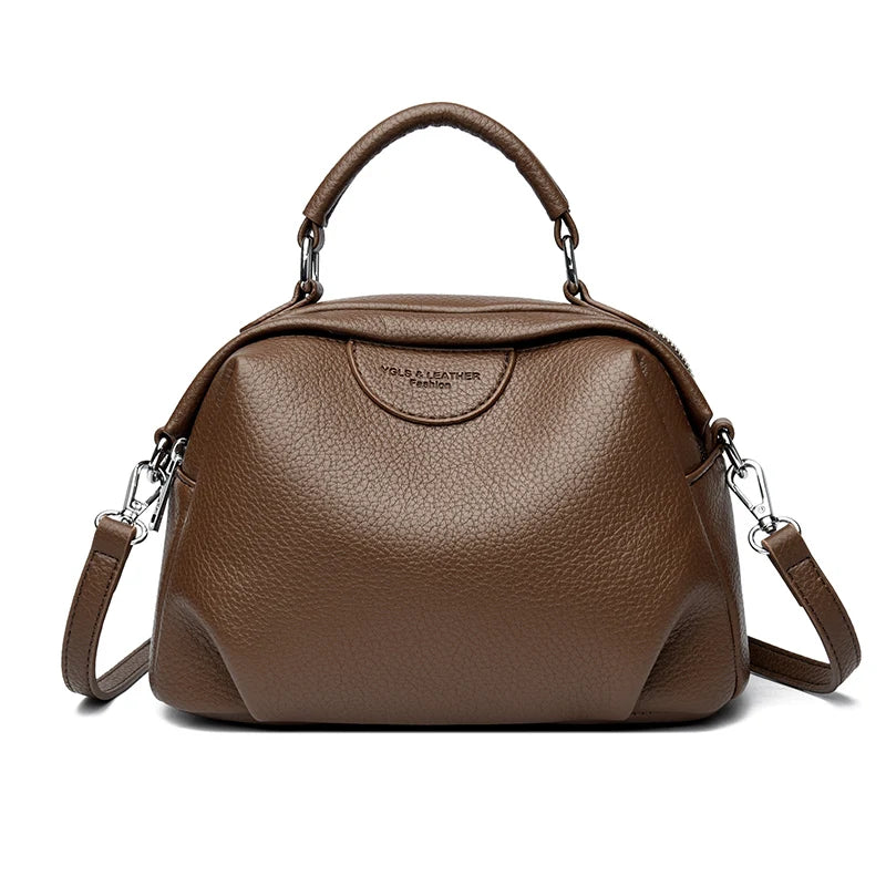 Women's Solid Color Crossbody Shoulder Bag - Rivet Detail PU Leather Commuter Purse