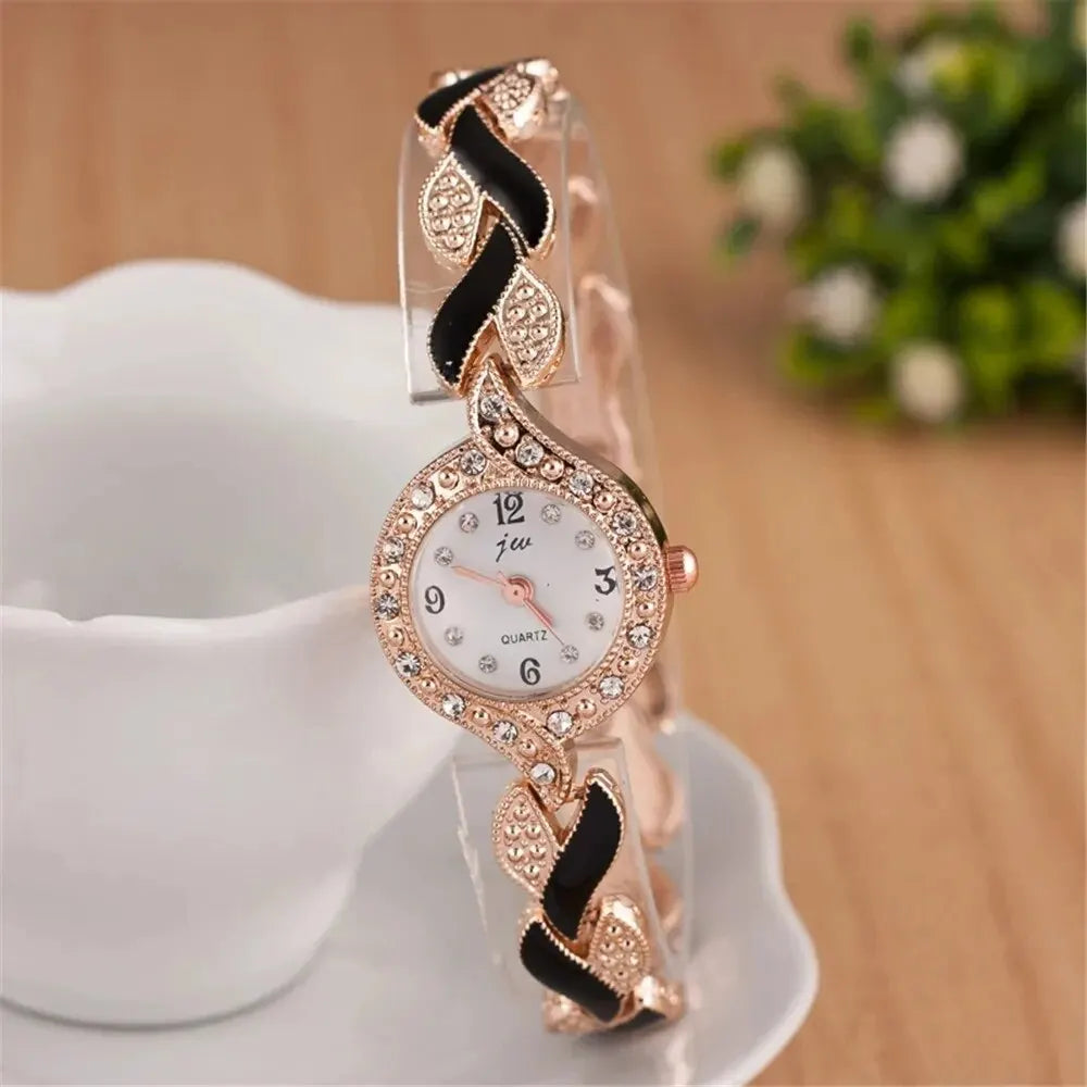 Women's 5-Piece Jewelry Set - Diamond Bracelet Watch & Water Drop Accessories