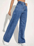 Y2K High Waist Straight Jeans - Retro Baggy Denim Pants for Women