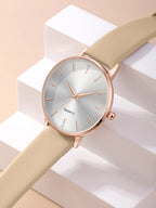 Women's Luxury Quartz Watch - Leather Band, Minimalist Dial