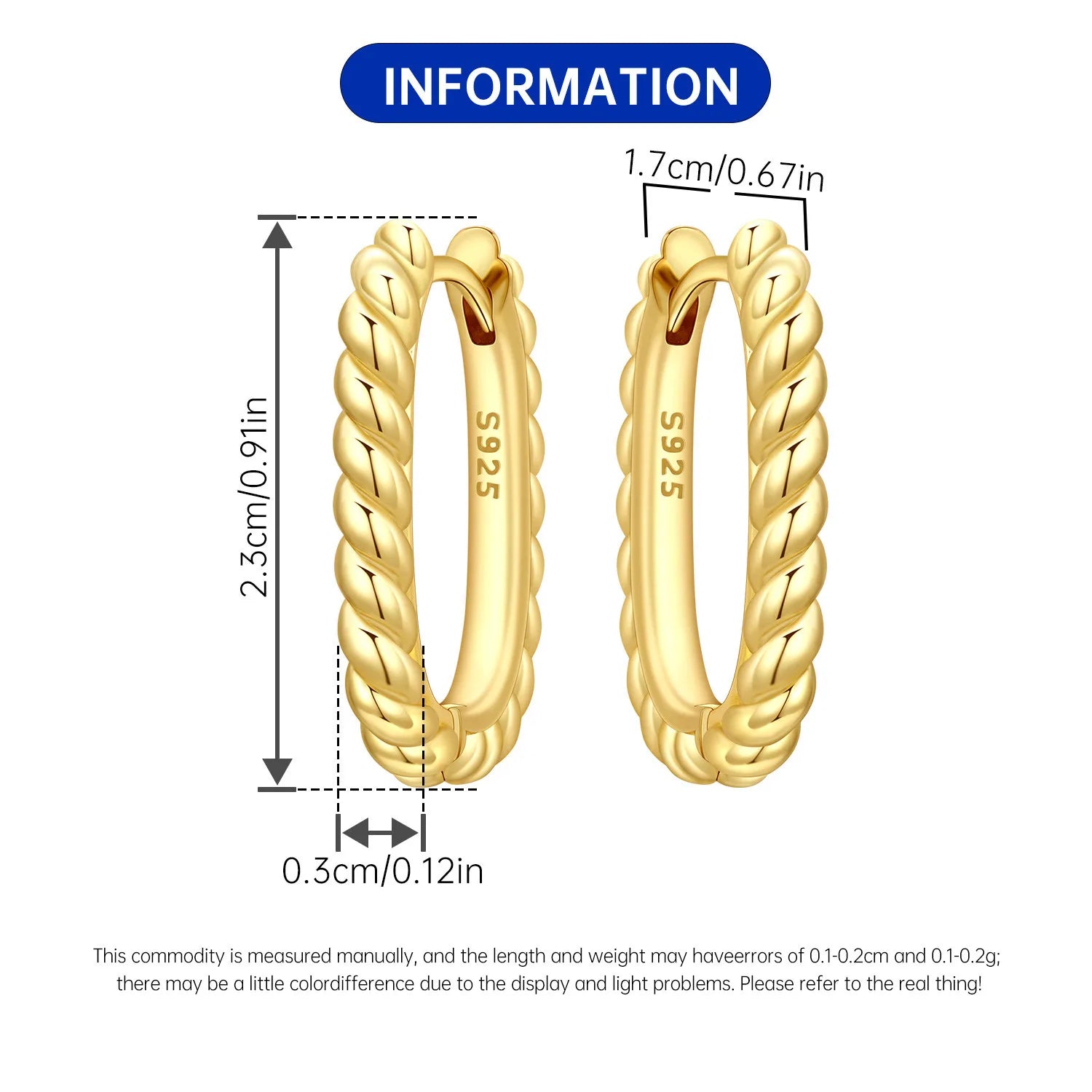 Sterling Silver 18K Gold Hoop Earrings