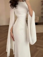 Women's Satin Slim Party Dress - Elegant Kaftan Abaya for Eid & Summer
