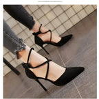 Cross-Strap Roman Sandals - Pointed Toe Stiletto Heels for Women