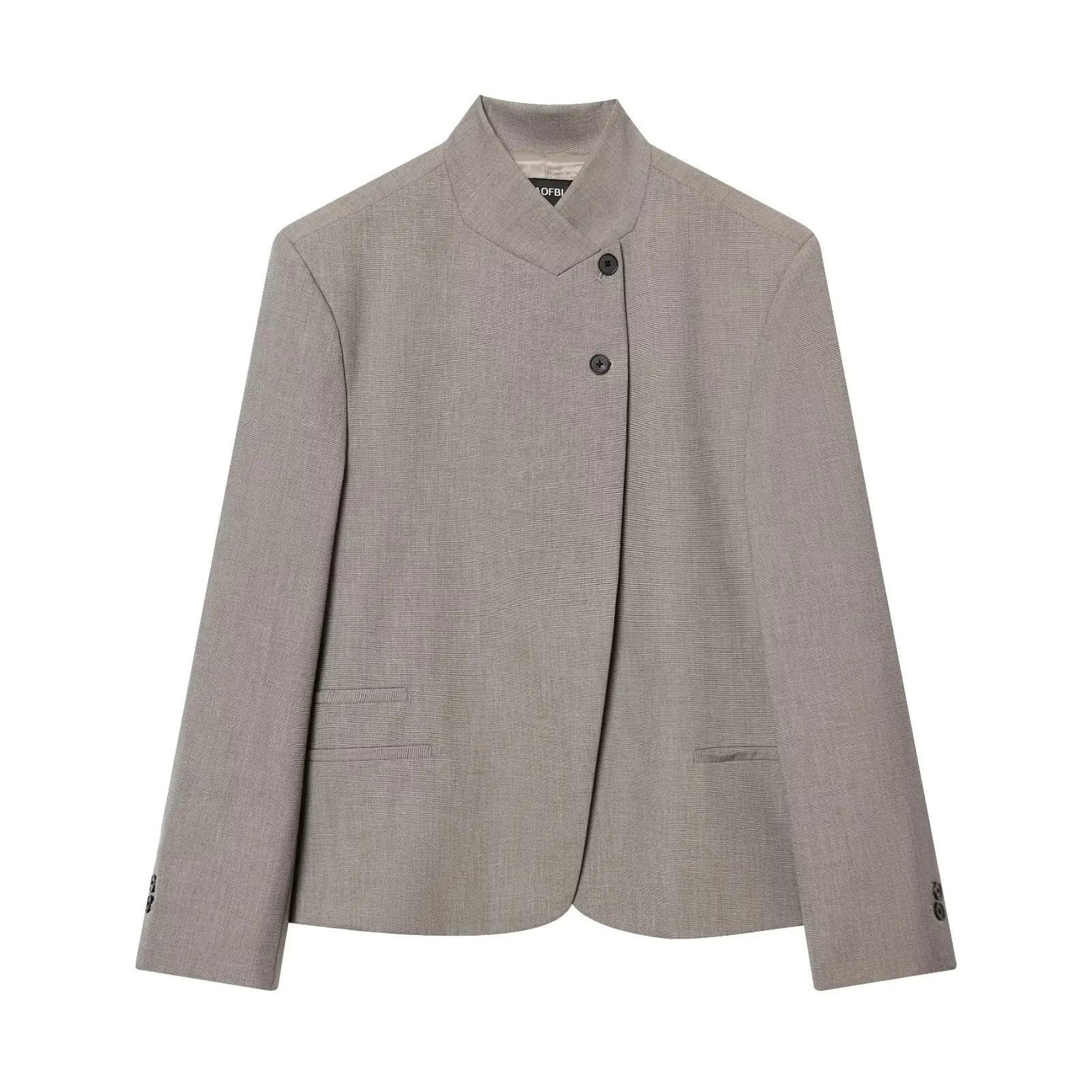 Women's Elegant Blazer Jacket - Stand Collar Single Breasted Casual Coat