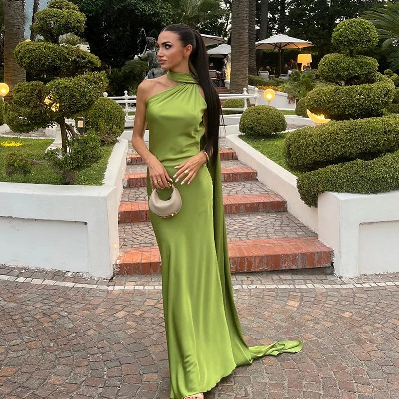 Women's Backless Lace-Up Maxi Dress - Sleeveless Elegant A-Line Party Dress