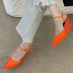 Sculptural Heel Pointed Toe Pumps - Buckle Strap Fashion Heels for Women
