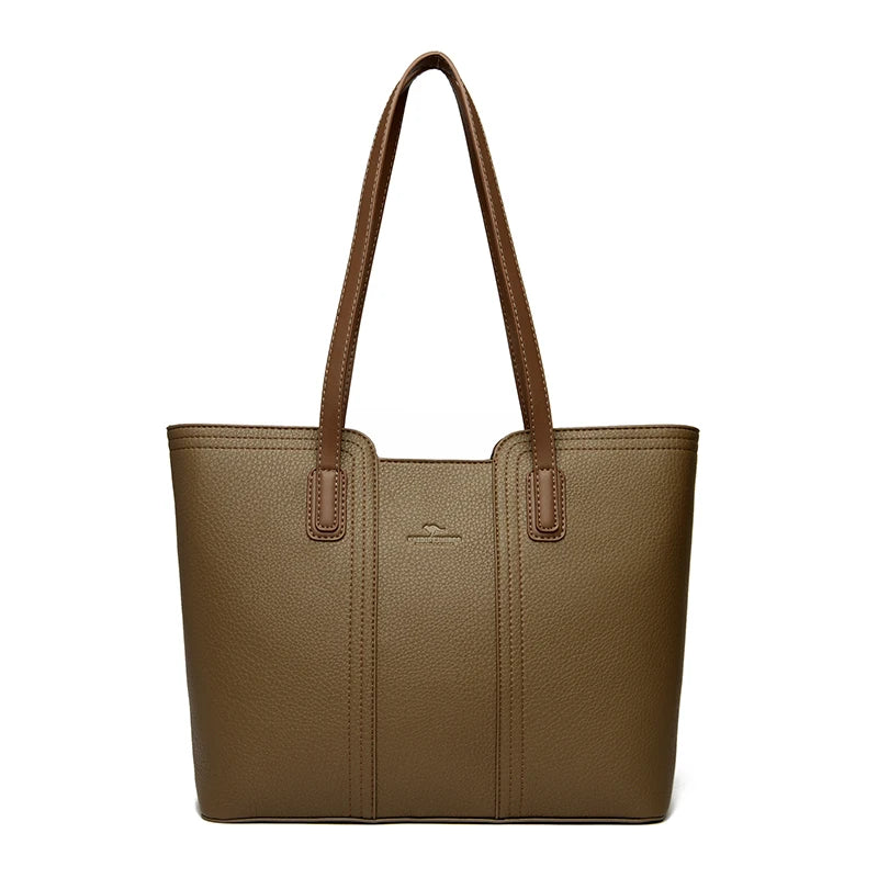 Women's Soft PU Leather Bucket Tote Bag - Large Capacity Crossbody Shoulder Purse