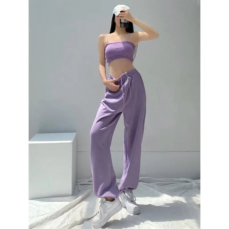 Women's Straight Leg Jogger Sweatpants — High Waist Casual Lounge Pants