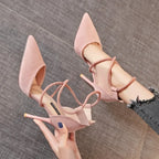 Cross-Strap Roman Sandals - Pointed Toe Stiletto Heels for Women