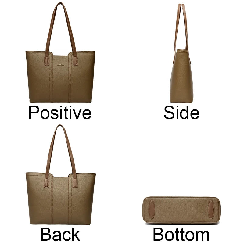 Women's Soft PU Leather Bucket Tote Bag - Large Capacity Crossbody Shoulder Purse