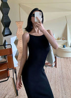 Women's Slim Fit Ribbed Maxi Dress - Off Shoulder Sleeveless Party Dress