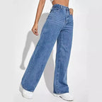 Y2K High Waist Straight Jeans - Retro Baggy Denim Pants for Women