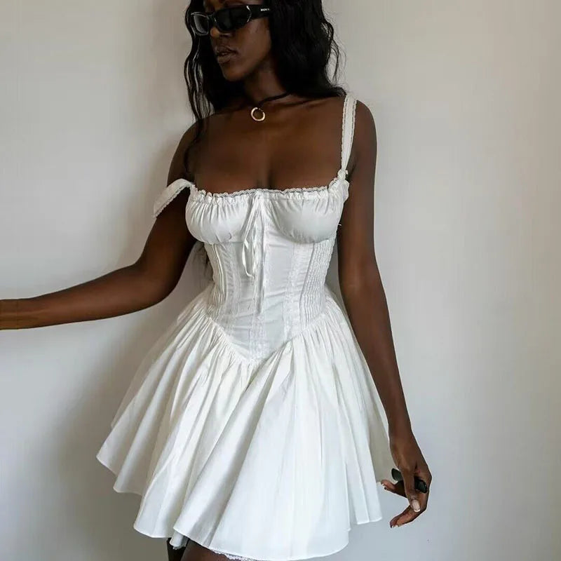 Boho Corset Mini Dress Sweetheart Neckline Sleeveless Party Dress