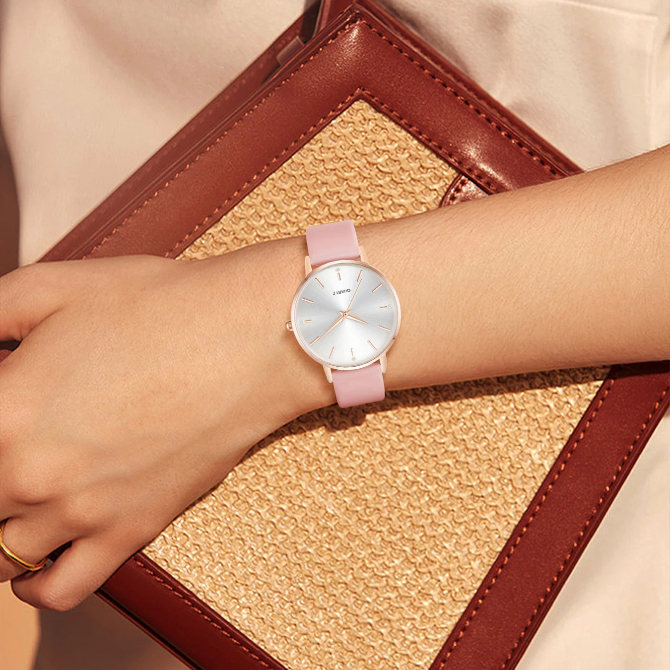 Women's Luxury Quartz Watch - Leather Band, Minimalist Dial
