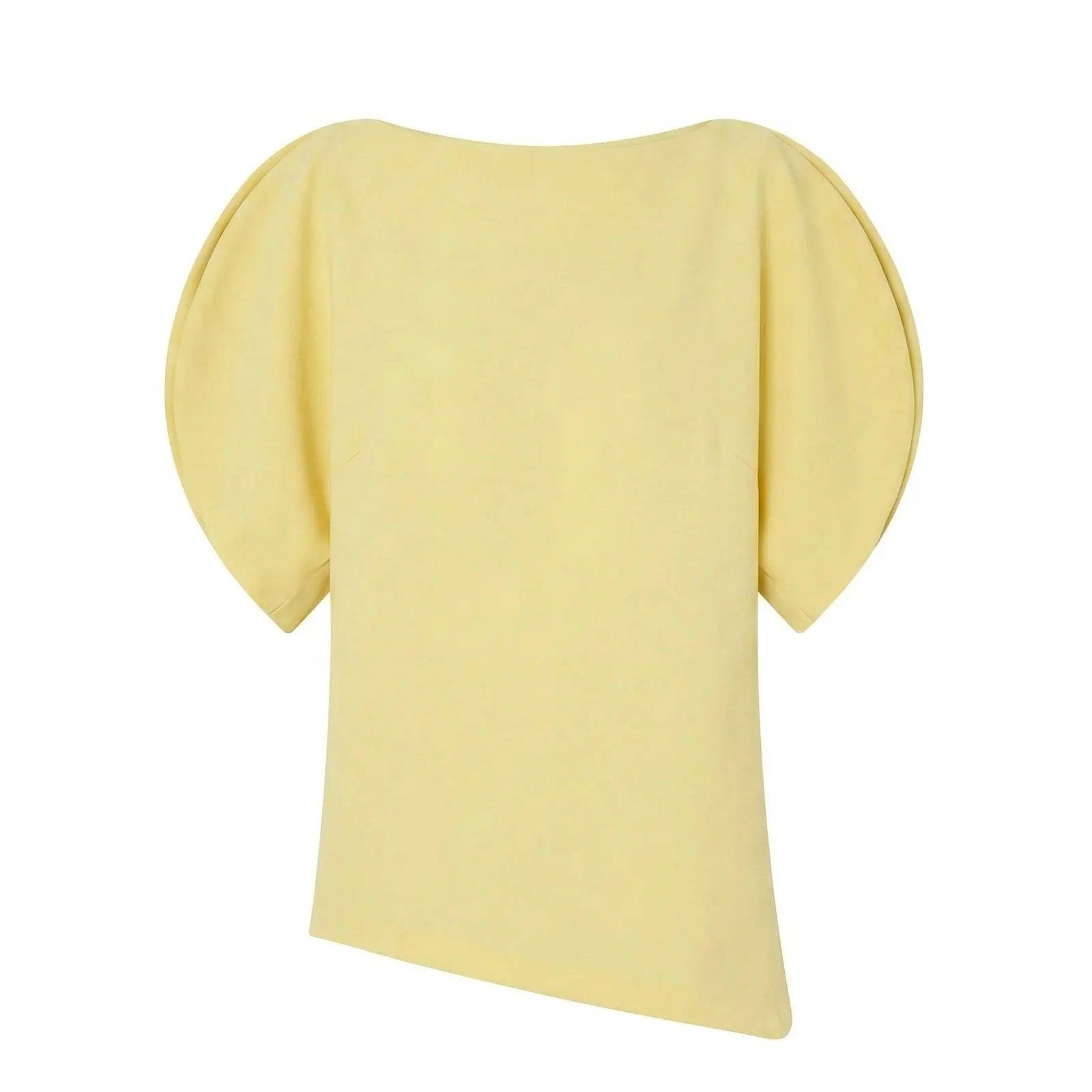 HH Women Casual Loose T-Shirts Asymmetrical Hem Blouse Short Puff Sleeve Shirt Elegant Woman Summer Party Vacation White Tops