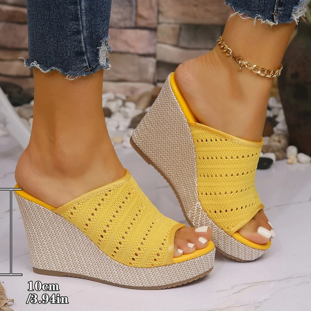 Platform Wedge Sandals - Peep Toe High Heel Sandals for Women
