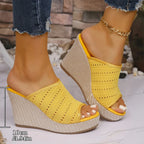 Platform Wedge Sandals - Peep Toe High Heel Sandals for Women