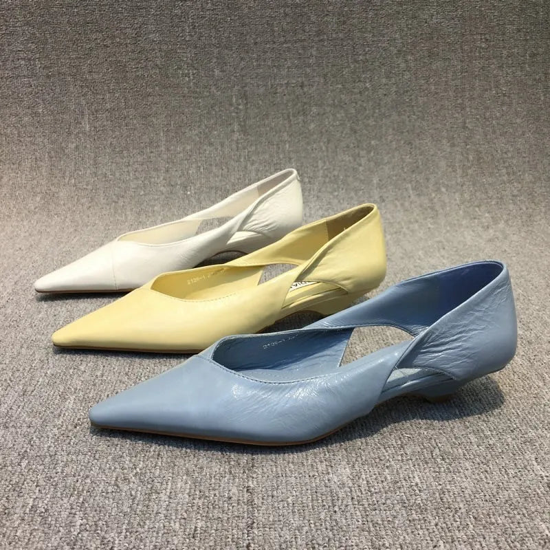 Women's Low Heel Pointed Toe Slip-On Pumps — Elegant Casual Shoes