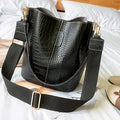 Women's Vintage Alligator Pattern Bucket Bag - Crossbody Shoulder Handbag
