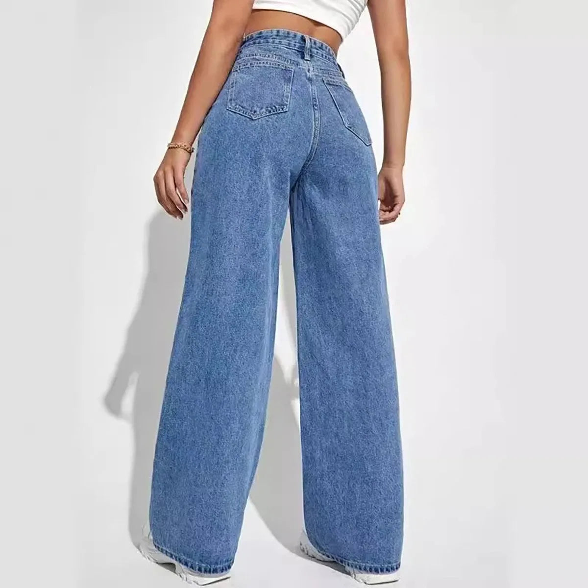 Y2K High Waist Straight Jeans - Retro Baggy Denim Pants for Women