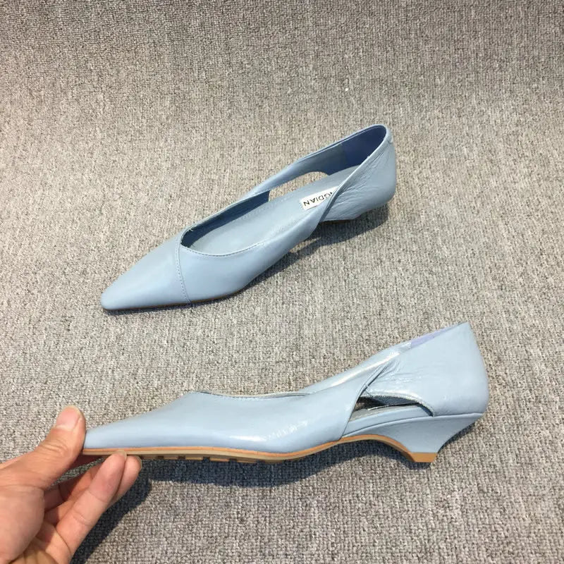 Women's Low Heel Pointed Toe Slip-On Pumps — Elegant Casual Shoes