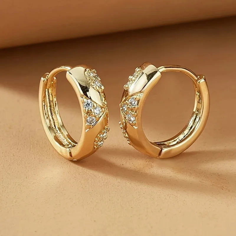 Gold Cubic Zirconia Hoop Earrings