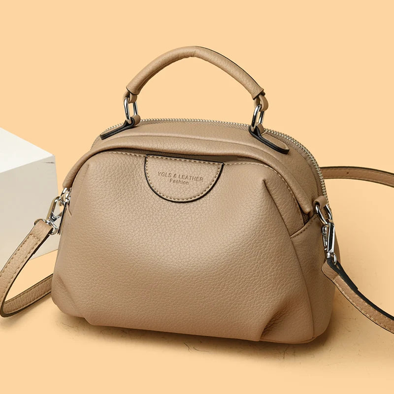 Women's Solid Color Crossbody Shoulder Bag - Rivet Detail PU Leather Commuter Purse