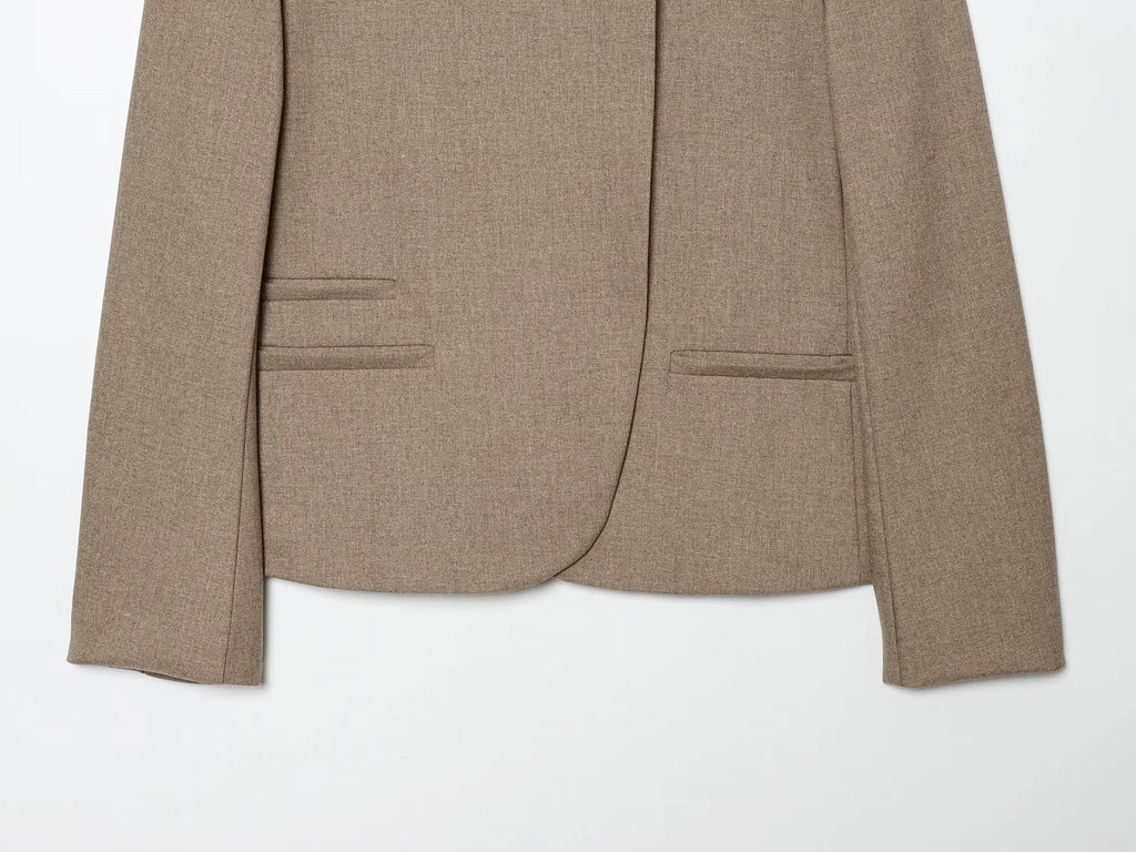 Women's Elegant Blazer Jacket - Stand Collar Single Breasted Casual Coat