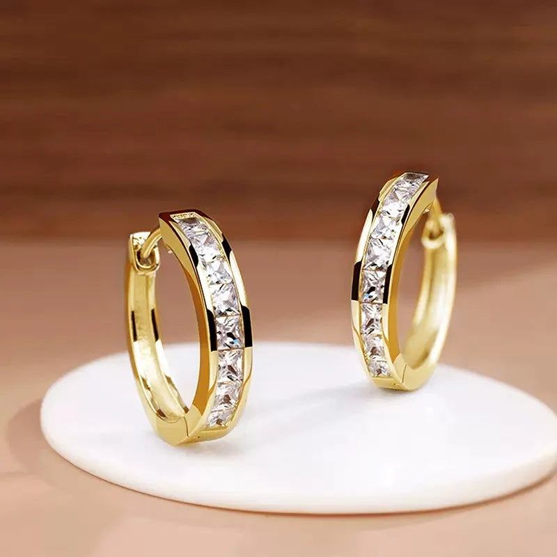 Round Hoop Earrings with Cubic Zirconia