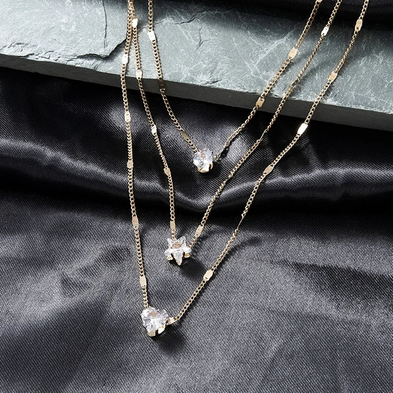 Zircon Pendant Necklace For Women Multilayer Chain