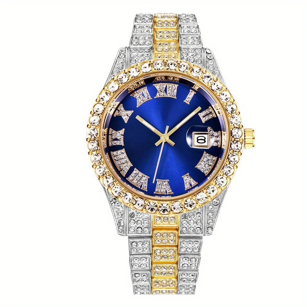 RUNERR Men's Hip Hop Rhinestone Quartz Watch