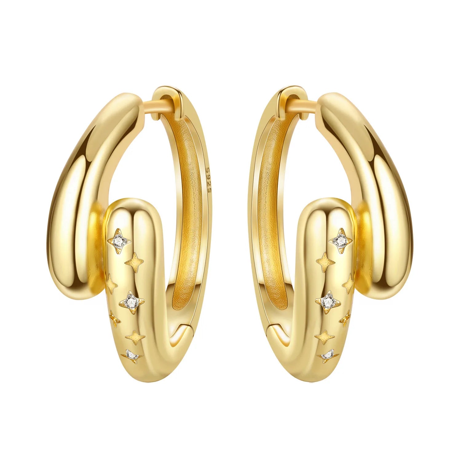 Sterling Silver 18K Gold Hoop Earrings