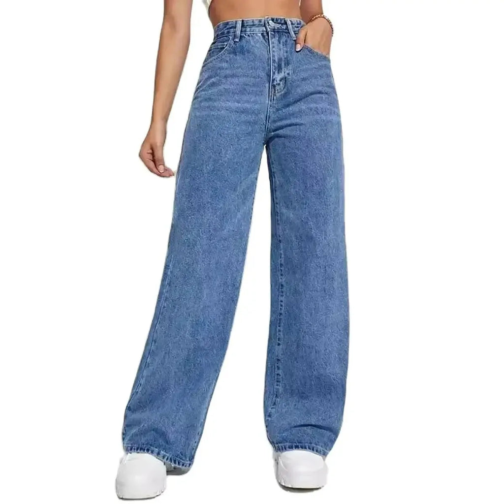 Y2K High Waist Straight Jeans - Retro Baggy Denim Pants for Women