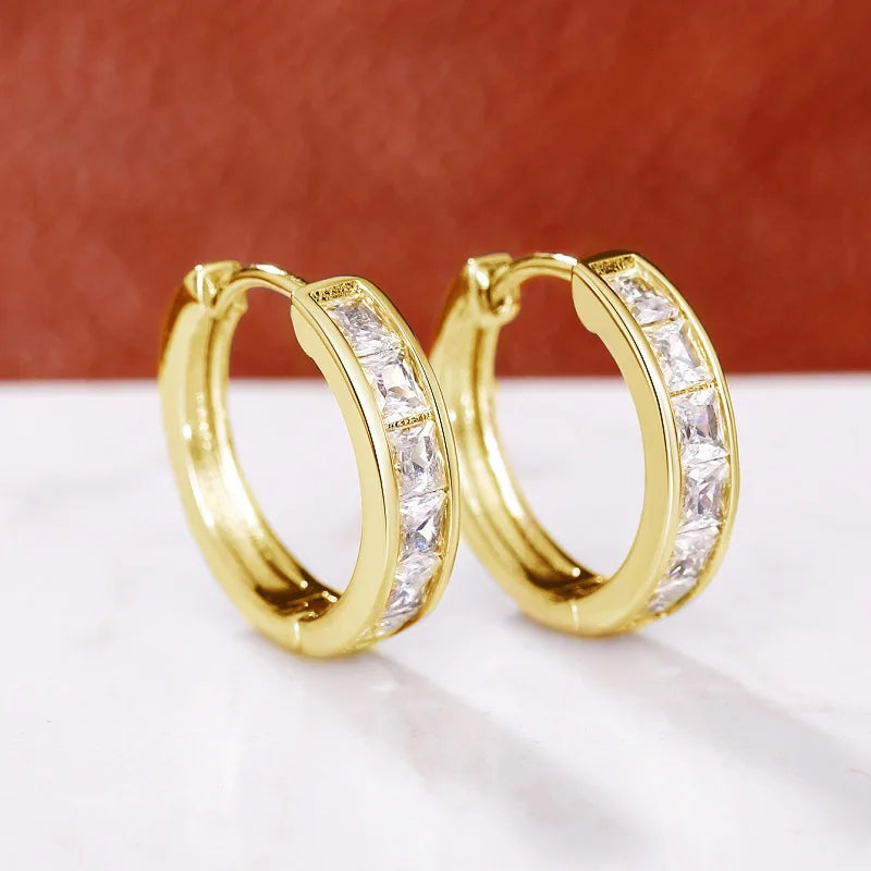 Round Hoop Earrings with Cubic Zirconia