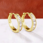 Round Hoop Earrings with Cubic Zirconia