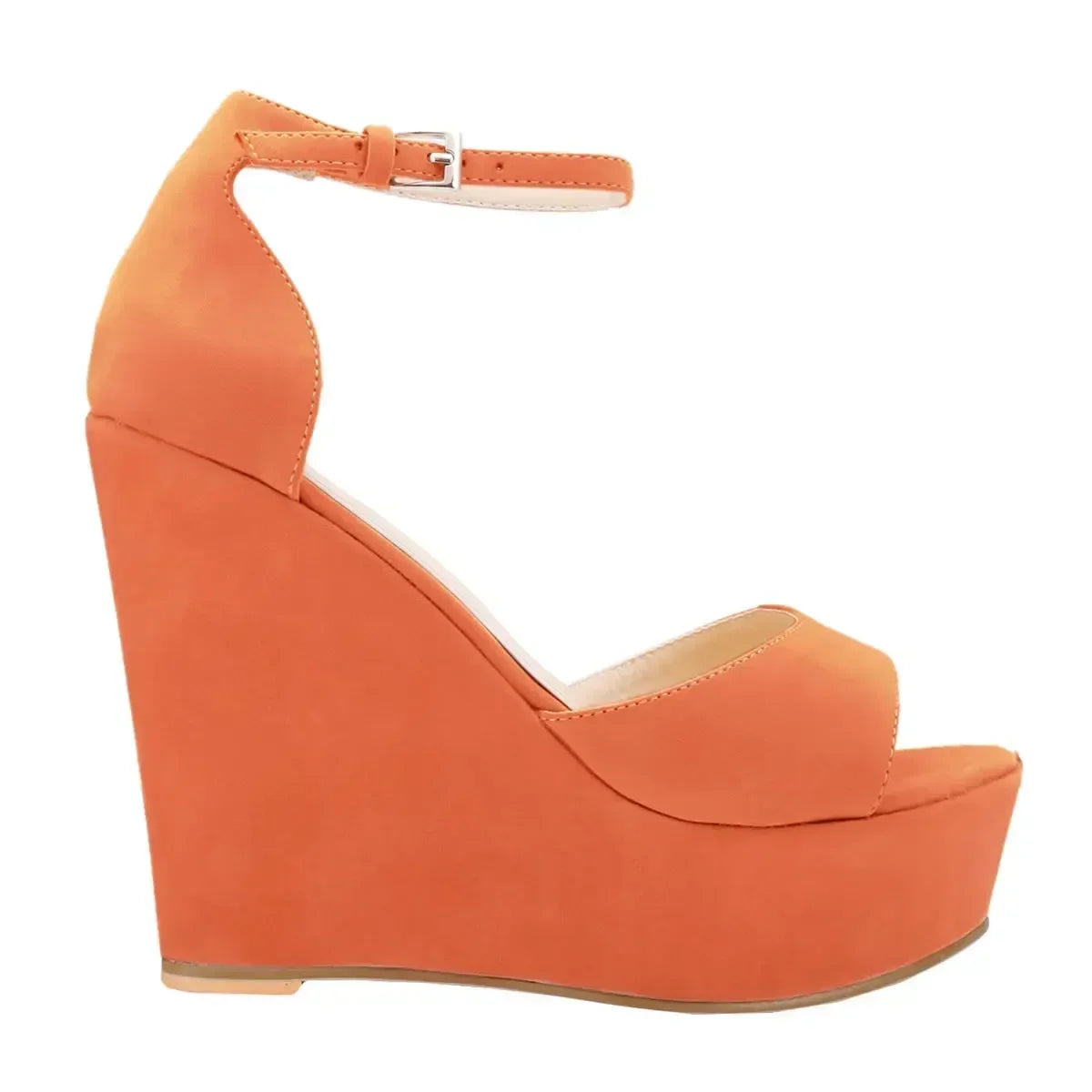 Platform Wedge Sandals - Peep Toe Ankle Strap High Heels for Women