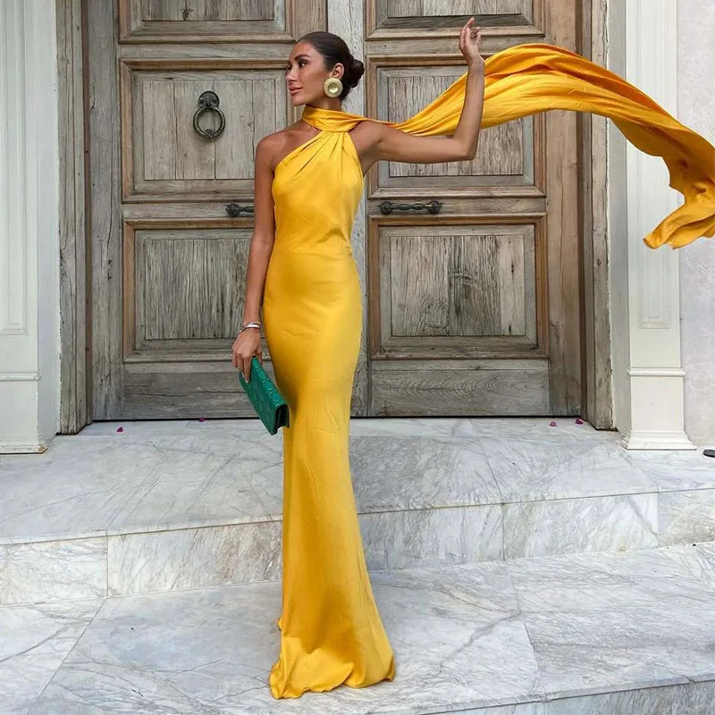 Women's Backless Lace-Up Maxi Dress - Sleeveless Elegant A-Line Party Dress