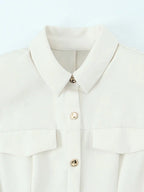 Women's Button-Front Lapel Mini Dress - Sleeveless A-Line Casual Dress