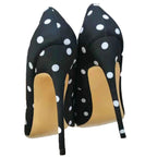 Silk Polka Dot Stiletto Pumps - Pointed Toe High Heels for Women
