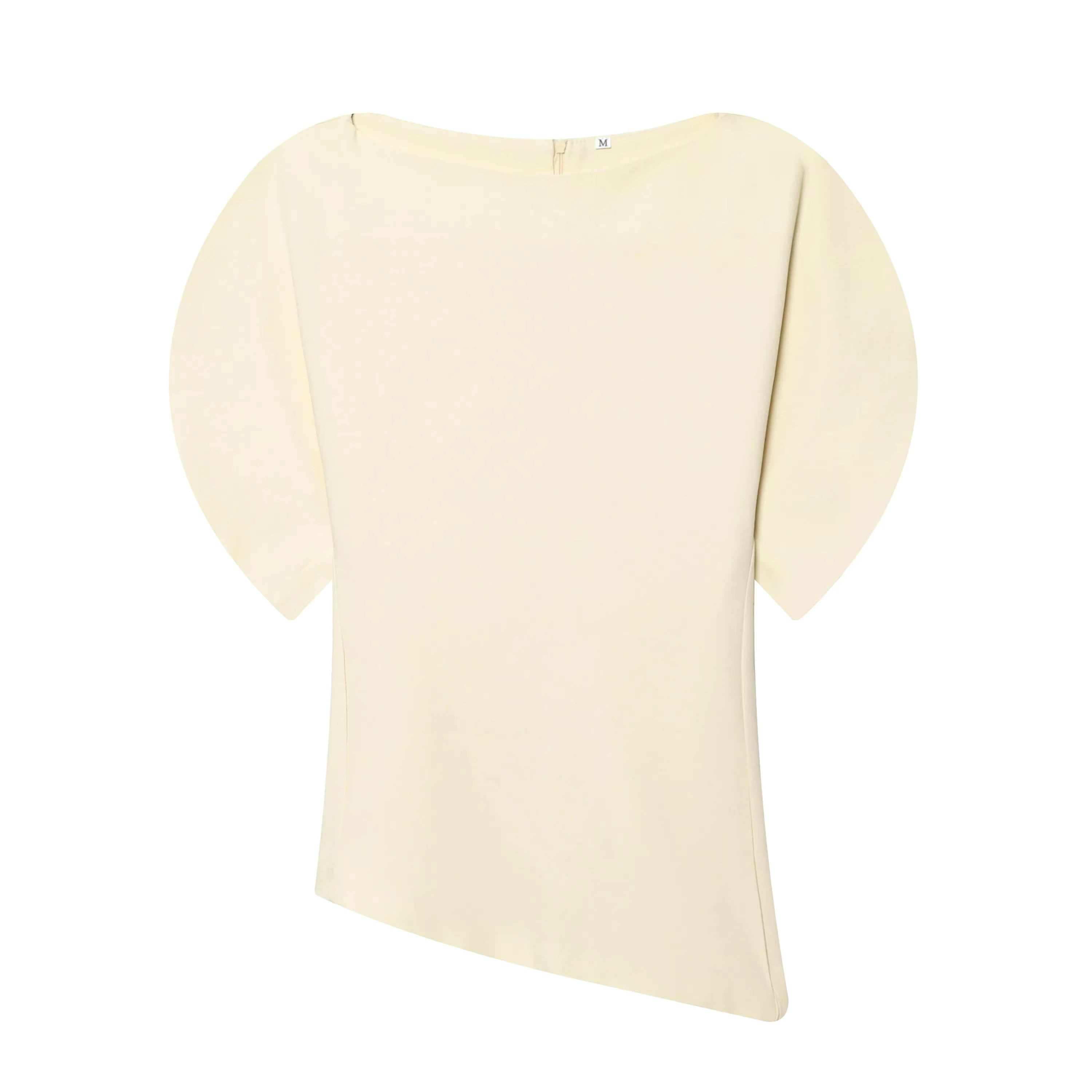HH Women Casual Loose T-Shirts Asymmetrical Hem Blouse Short Puff Sleeve Shirt Elegant Woman Summer Party Vacation White Tops