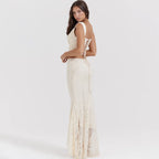 Women's 2-Piece Lace Corset Top and Maxi Skirt Set - Elegant Formal Event Dress