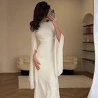 Women's Satin Slim Party Dress - Elegant Kaftan Abaya for Eid & Summer