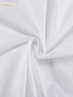 White Cotton Lapel Mini Dress - Long Sleeve Pleated A-Line Dress for Women