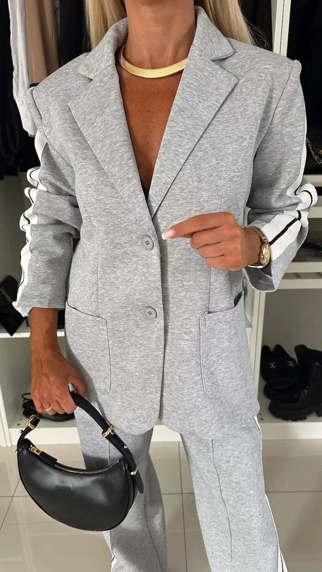 Conjunto Casual de Mujer — Abrigo y Pantalon Recto