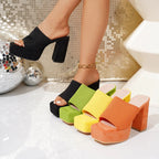 Summer Fashion Women Slip on Platform Plus Size Shoes for Women Peep Toe High Heel Sandals Casual Beach Slippers 2026