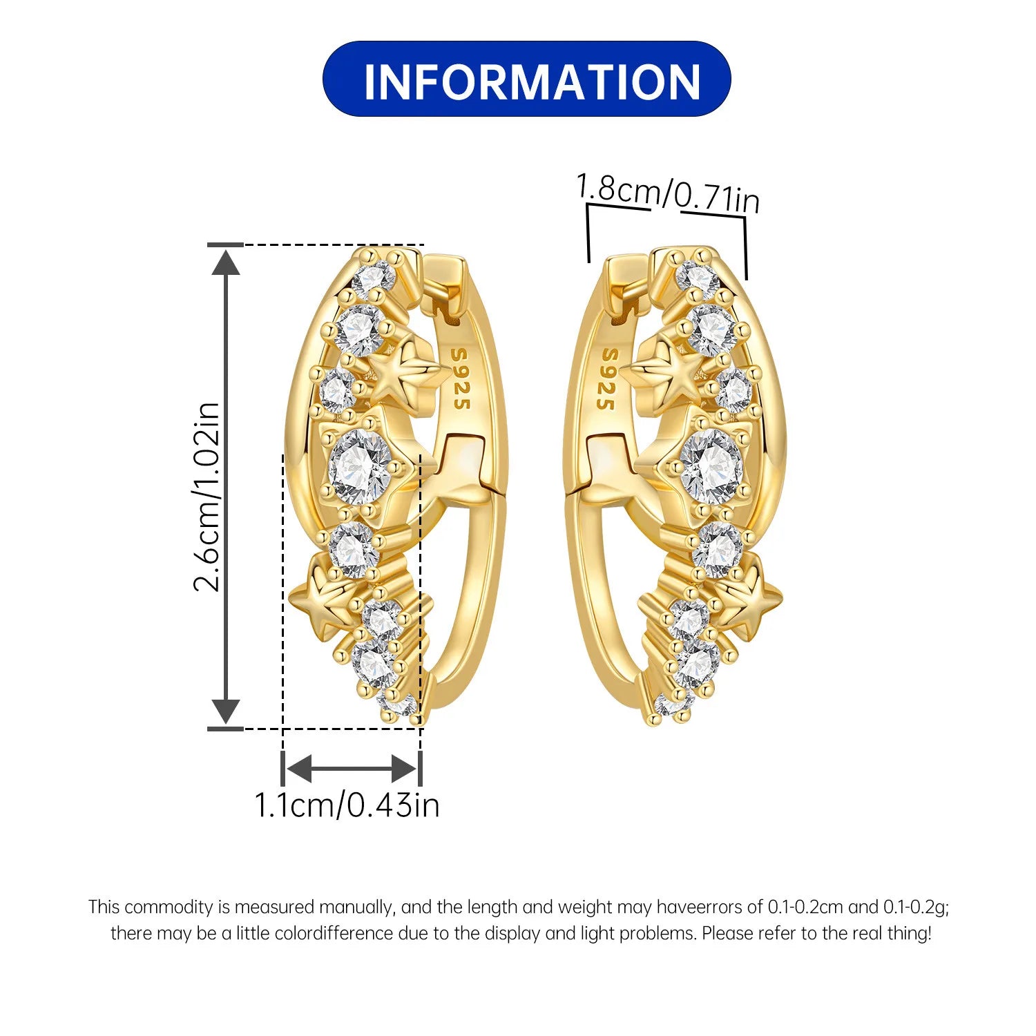 Sterling Silver 18K Gold Hoop Earrings