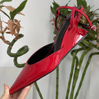 Sculptural Heel Pointed Toe Pumps - Buckle Strap Fashion Heels for Women