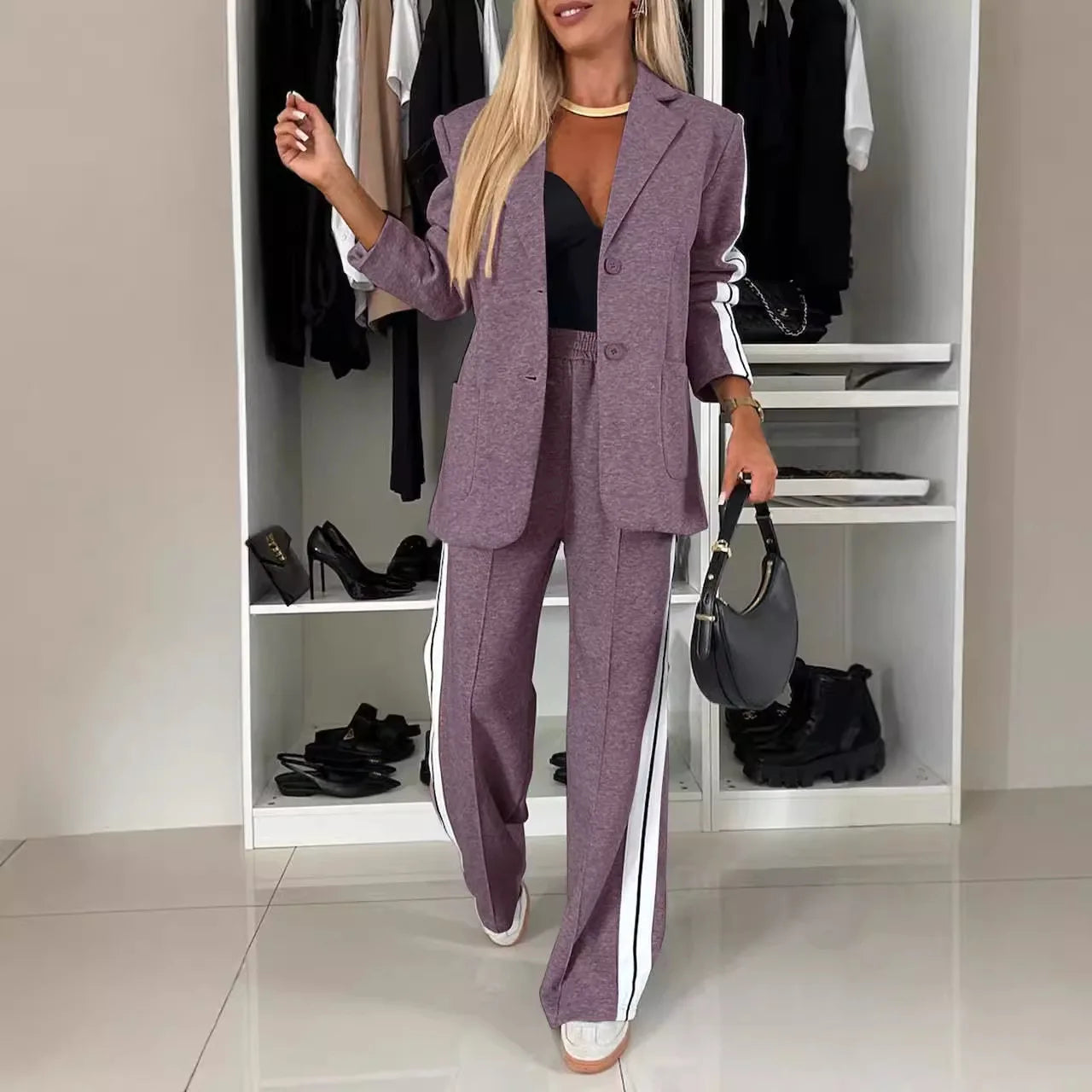 Conjunto Casual de Mujer — Abrigo y Pantalon Recto